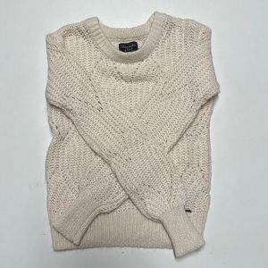 Abercrombie & Fitch Heather Cream Sweater Stretch Wool Blend